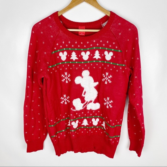 Disney Sweaters - Disney Medium Red Mickey Mouse Christmas Sweater